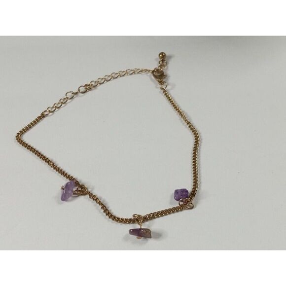 Vintage Amethyst Triple Station Point Gold Tone Bracelet - Picture 1 of 7